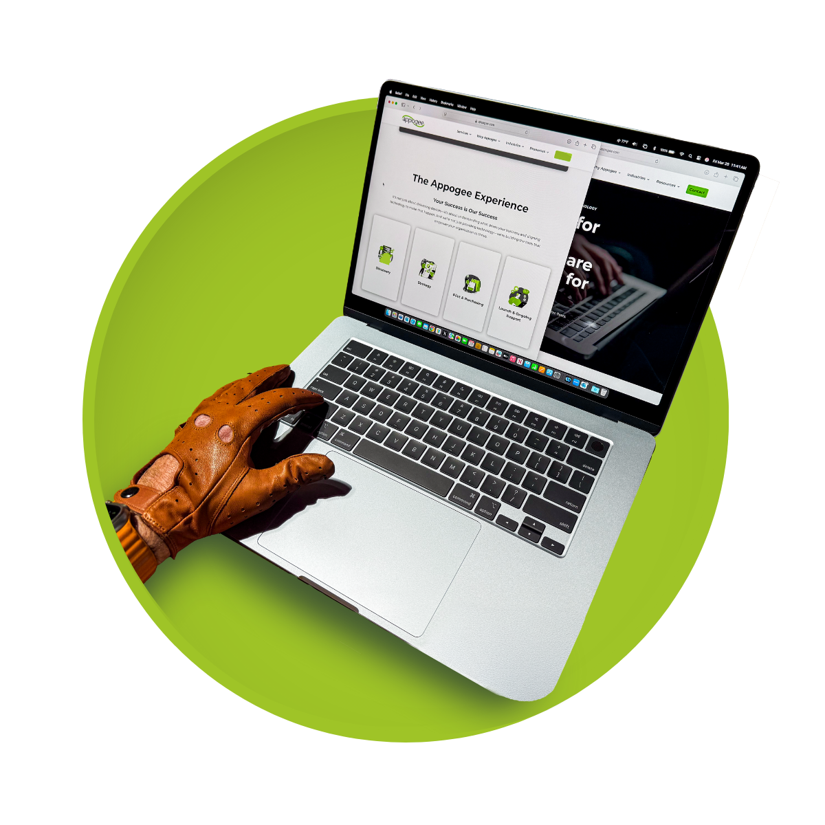 appogee image (2) laptop with appogee screen and a green background
